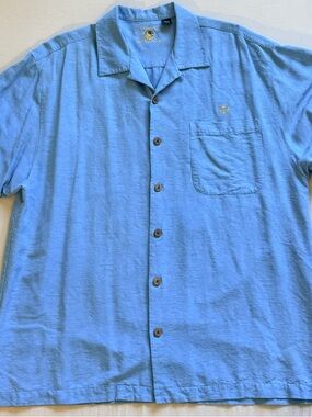 Eagle Dry Goods Signature Series 100% Silk Light Blue Button-Up Shirt Embroidery